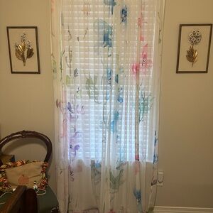 Floral Sheer 2 Curtain Panels